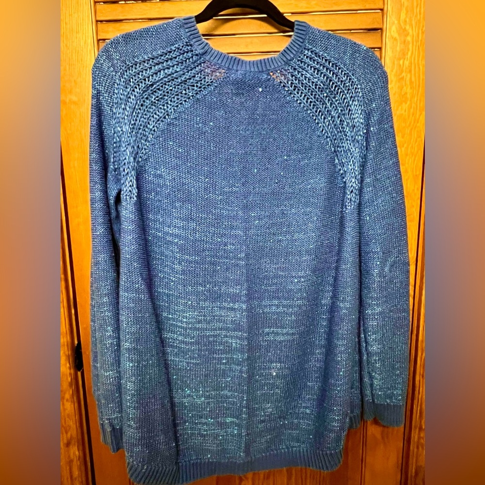 DKNY JEANS. Sparkly holiday sweater in a royal blue with metallic thread! - Picture 5 of 6